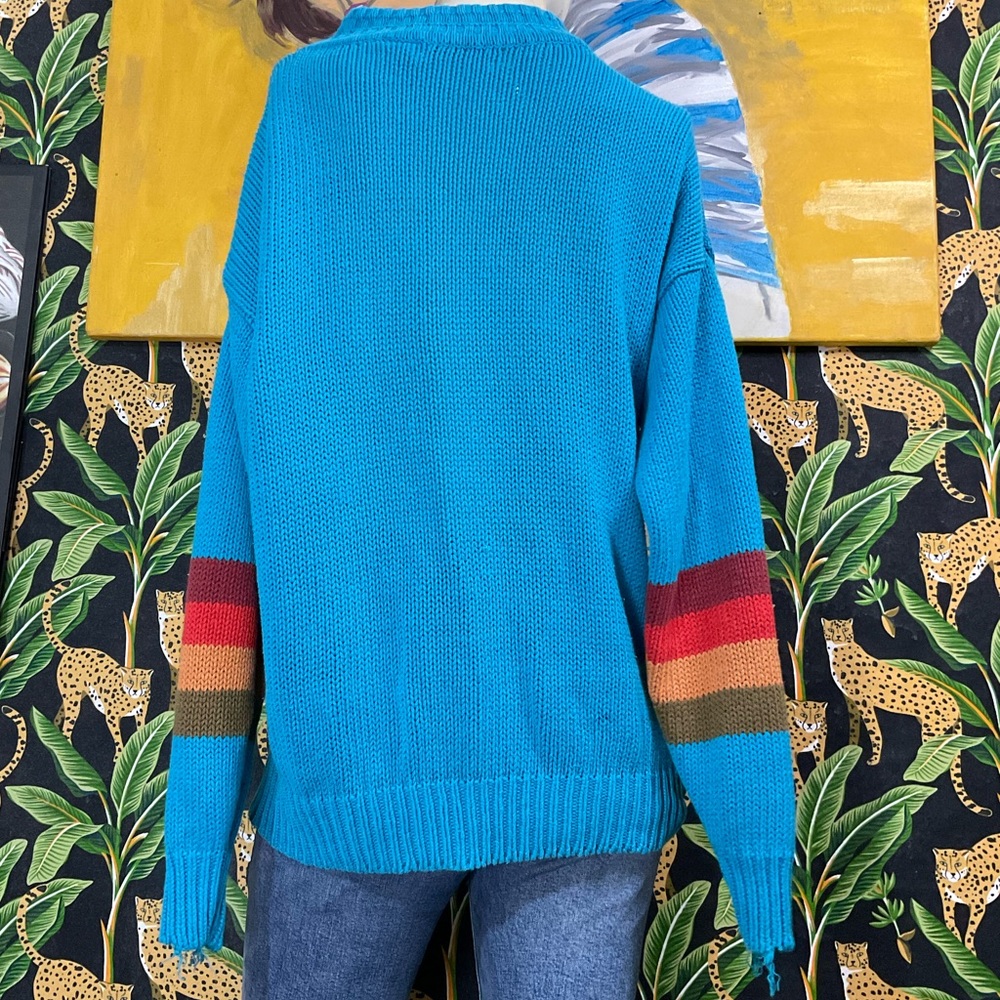 SOLD Grungy vintage southwestern knit pullover sweater OSFM - Picture 5 of 12